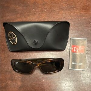 Ray-Ban Tortoiseshell Frame Sunglasses with Black Case